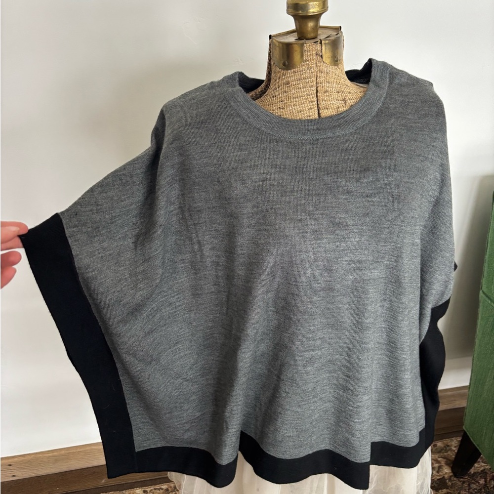 Gray and Black Poncho Sweater Women’s S/M by Z